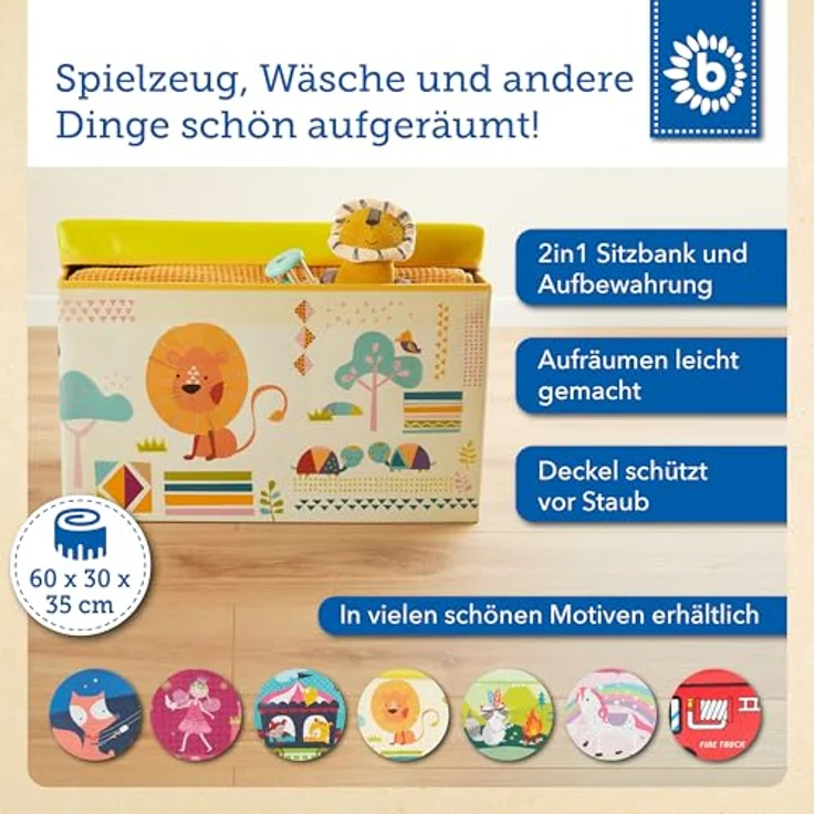 Bieco 'Zoo' Aufbewahrungsbox mit Sitzbank 66L gelb – Bild 3
