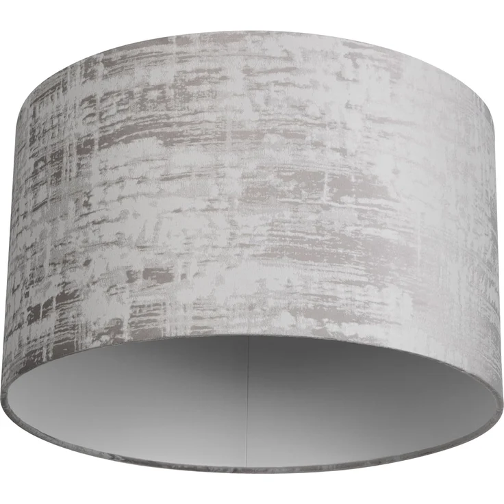 REV - Lampenschirm rund im Vintage-Look aus hochwertiger Baumwolle Durchmesser 42cm - Ersatzlampenschirm für Hängelampe & Stehlampe in Grau - E27 Fassung