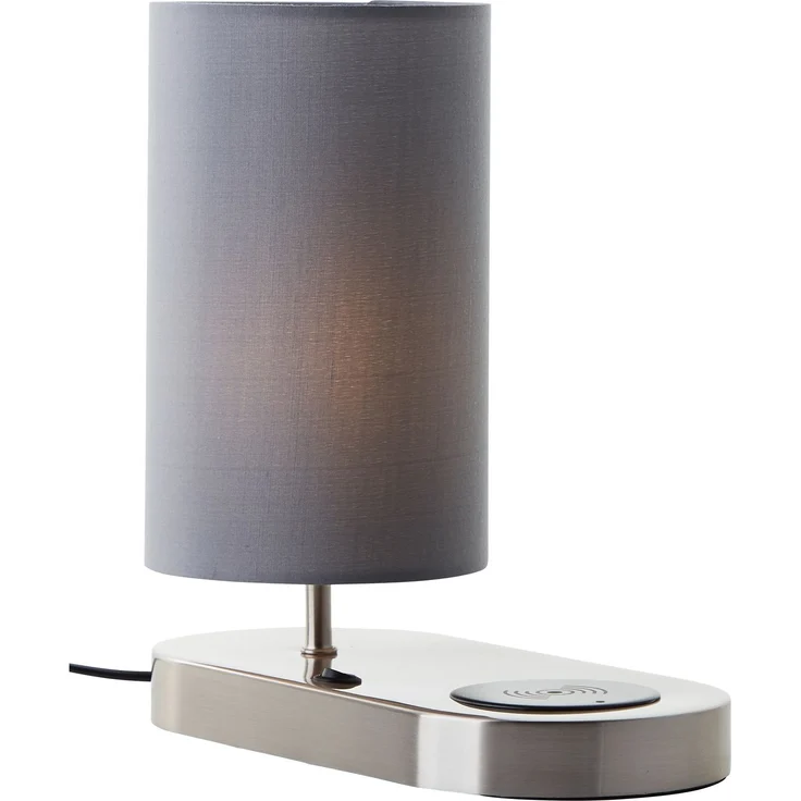 Brilliant Tischleuchte Clarie 60091/68 Schlafzimmer, Wohnzimmer, Flur Metall/Textil Indoor silber - ohne Leuchtmittel – Bild 2