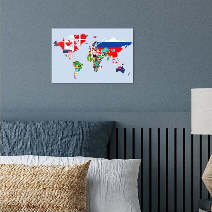 MuchoWow Poster Welt - Karte - Flagge - Länder, (1 St), Poster ohne Rahmen, Wandbild, Wandposter, 30x20 cm – Bild 4