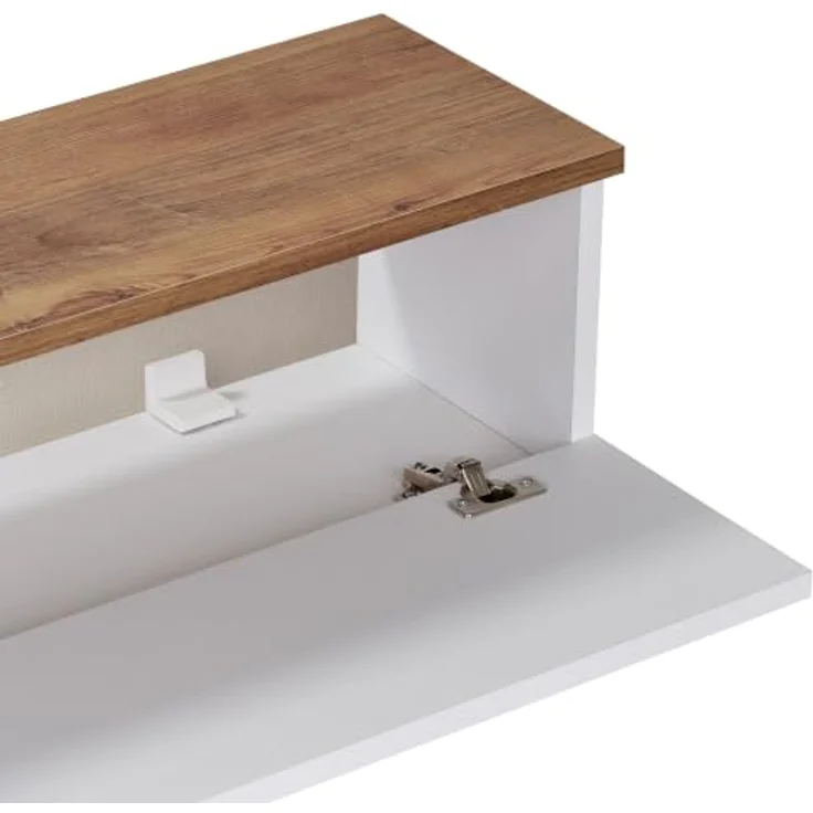 Hanah Home Stilvoller TV-Ständer, Kiefernholz & Weiß, 160 x 25 x 25 cm | Robuste, melaminbeschichtete Spanplatte, inklusive Wandhalterung | Modernes Design, Tragkraft 35 kg – Bild 5