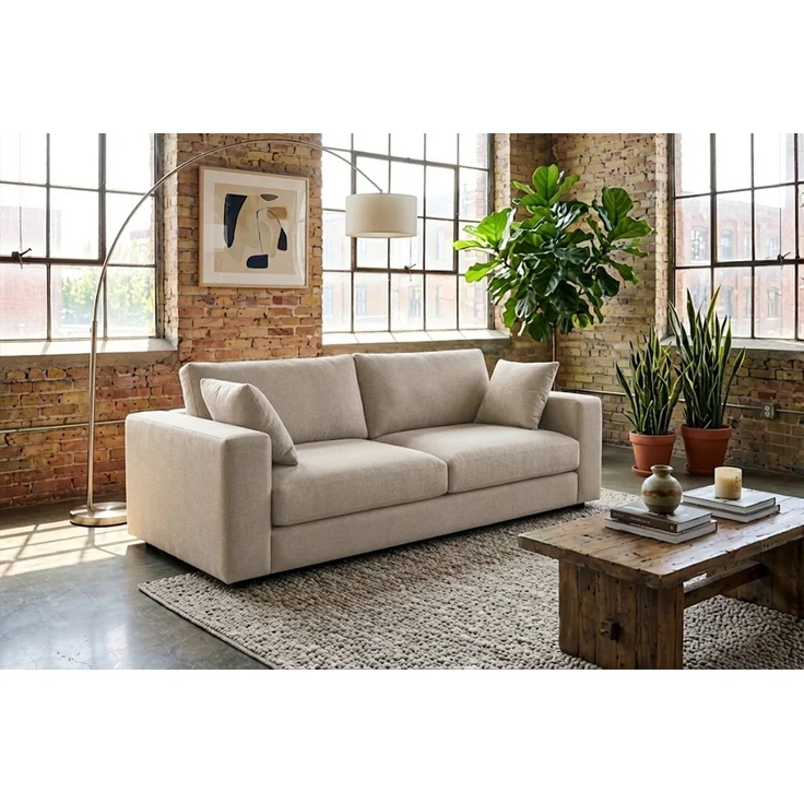 KAWOLA Sofa AMINA 3-Sitzer Stoff cremeweiß 82 x 101 x 228 cm – Bild 1