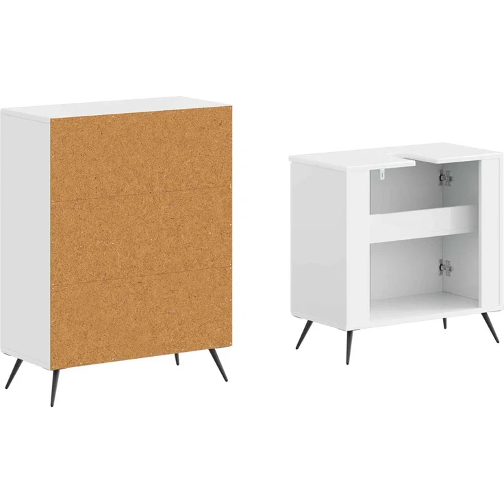 vidaXL 2-teiliges Badezimmer Schrank Set BREDA Hochglanz Weiß 3417643 – Bild 4