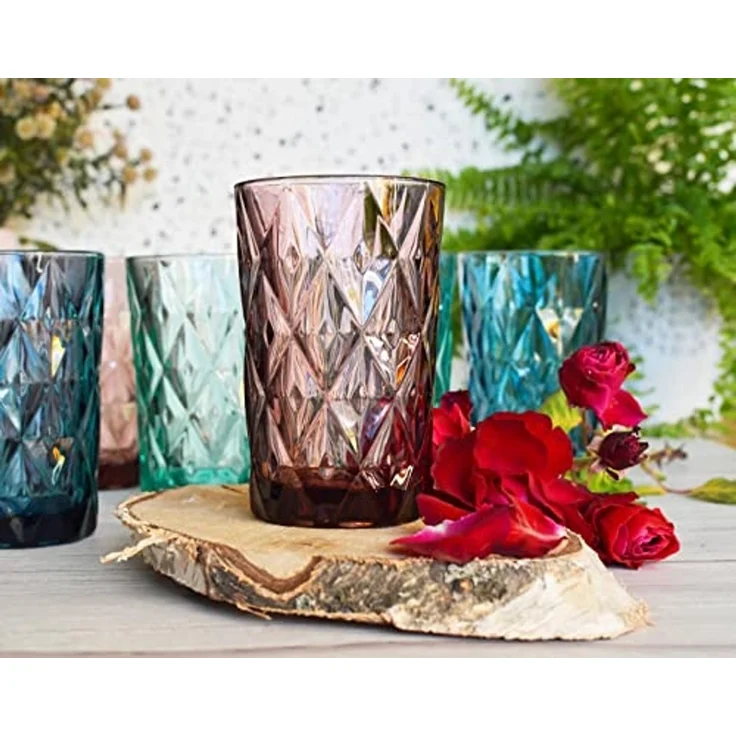 6 Bunte Trinkgläser 350ml Wassergläser Saftgläser Longdrinkgläser Cocktailgläser – Bild 4
