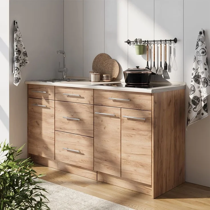 Küchenblock Fame-Line Goldkraft Eiche 150 cm, AP Eiche Vicco – Bild 2