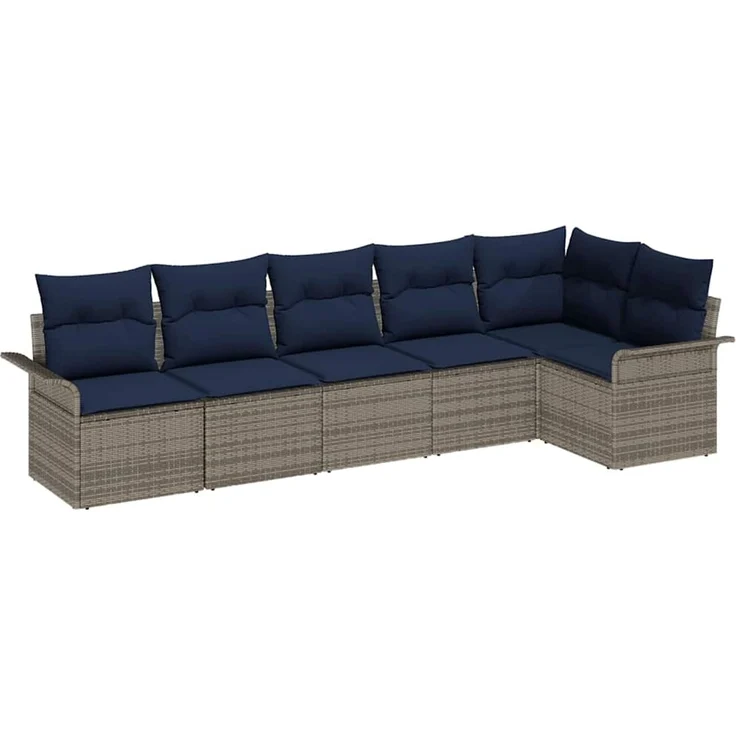 vidaXL Gartensofa-set mit Speicher 6 pcs Grau Poly-Rattan 3354054 – Bild 2