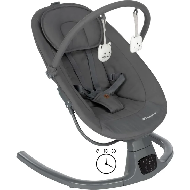 Bebeconfort Melilo Babyschaukel, Automatische Bewegungserkennung, Verstellbare Rückenlehne,0-6 Monaten, 12 beruhigenden Liedern und 5 Naturgeräuschen, 5-Punkt-Gurt, Mineral Graphite – Bild 7