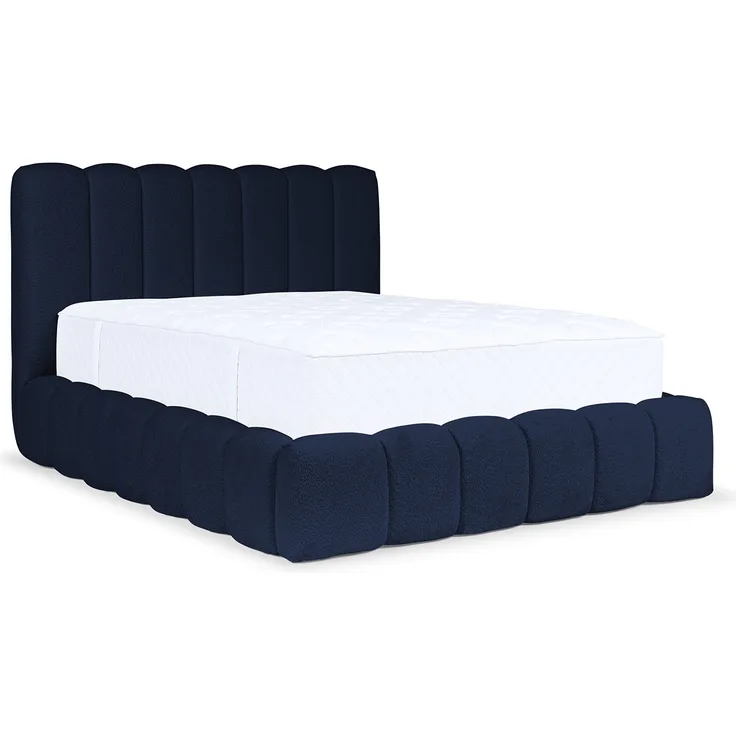 MEBLINI Polsterbett 200x200 mit Lattenrost mit Matratze - CARLOS - Blau Boucle - Bubble Bett - Cloud Bett - Marshmallow Bed - Kopfteil Bett mit Stauraum