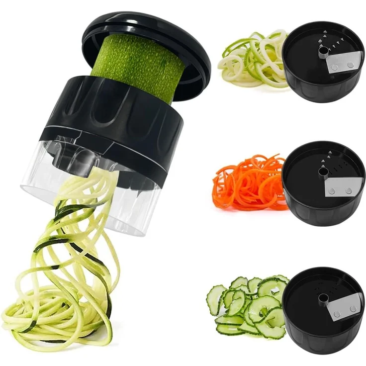 FELIXLEO Gemüsehobel 3-in-1 Gemüsespiralschneider, verstellbar, für Zucchini, Karotten – Bild 1