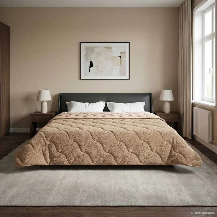vidaXL Winterbettdecke Taupe 200x200 cm Mikrofaser und Teddy-Fleece 42026352 – Bild 1
