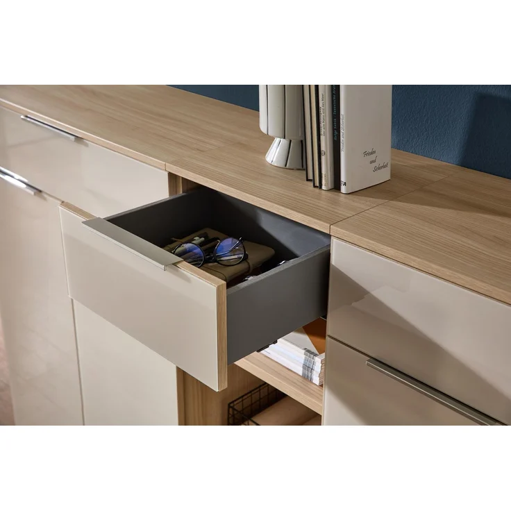Komplettbüro SANTORIN I Riva Eiche & Glas Cashmere 10-teilig – Bild 4