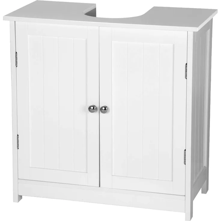eSituro Waschbeckenunterschrank, Unterschrank, Waschtischunterschrank, Badezimmerschrank mit 2 Türen Badschrank aus MDF weiß 60 x 60 x 30 cm,Landhausstil