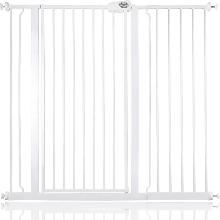 Bettacare Extra hoher Sicherheitsgitter für Kinder und Hunde, 113.8cm - 121.4cm, Weiß, Extra hohes Babygitter von 104cm Höhe, Druckmontage-Sicherheitsgitter für Treppen – Bild 1