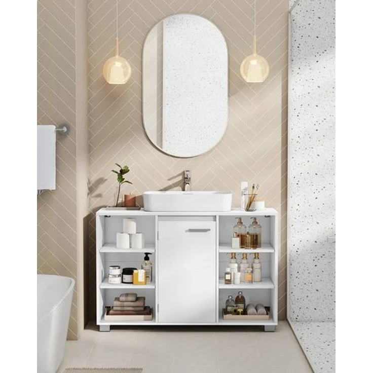 VASAGLE Waschbeckenunterschrank, Unterschrank, Badezimmerschrank, Badschrank mit verstellbaren Ablagen, 30 x 90 x 60 cm, mit Füßen – Bild 1
