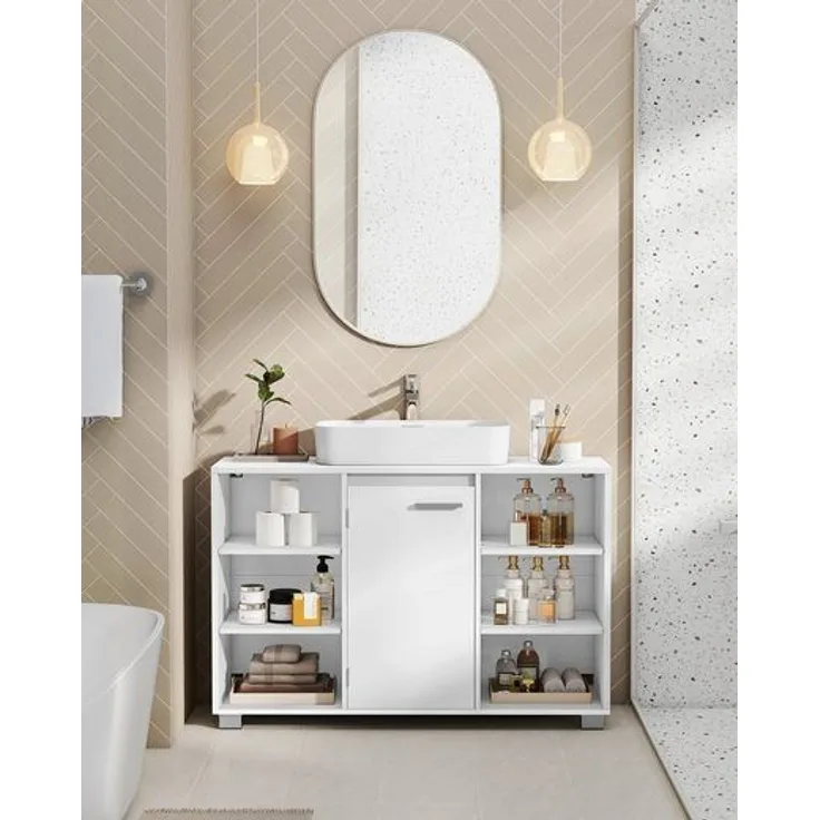 VASAGLE Waschbeckenunterschrank, Unterschrank, Badezimmerschrank, Badschrank mit verstellbaren Ablagen, 30 x 90 x 60 cm, mit Füßen