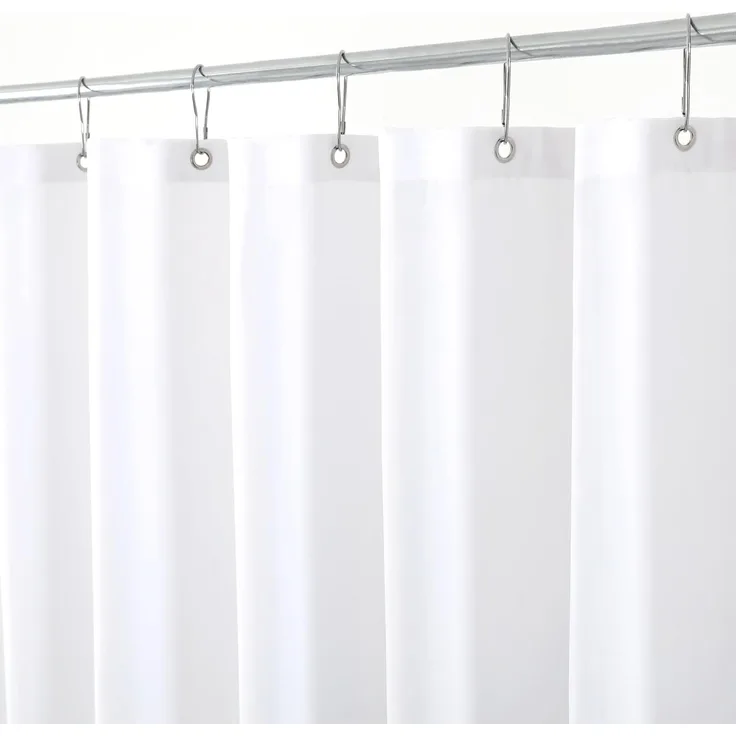 Hotel Stoff Duschvorhang 183 × 183 cm Weiß, Wasserresistent, Waschbar, Gewichteter Saum