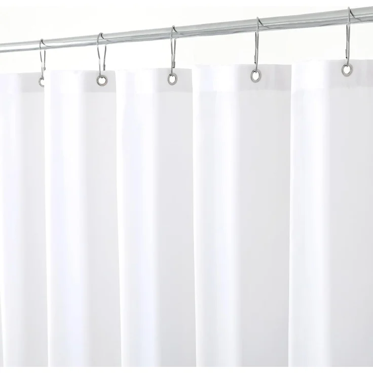 Hotel Stoff Duschvorhang 183 × 183 cm Weiß, Wasserresistent, Waschbar, Gewichteter Saum – Bild 1