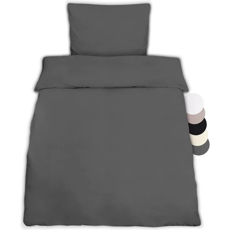 2tlg. Beautissu Renforce Bettwäsche Julie Anthrazit, 200x135 cm