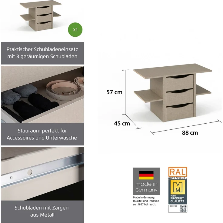 rauch Zubehör, Schubladeneinsatz, mit 3 Schubladen, für Elementbreite 90 cm – Bild 3