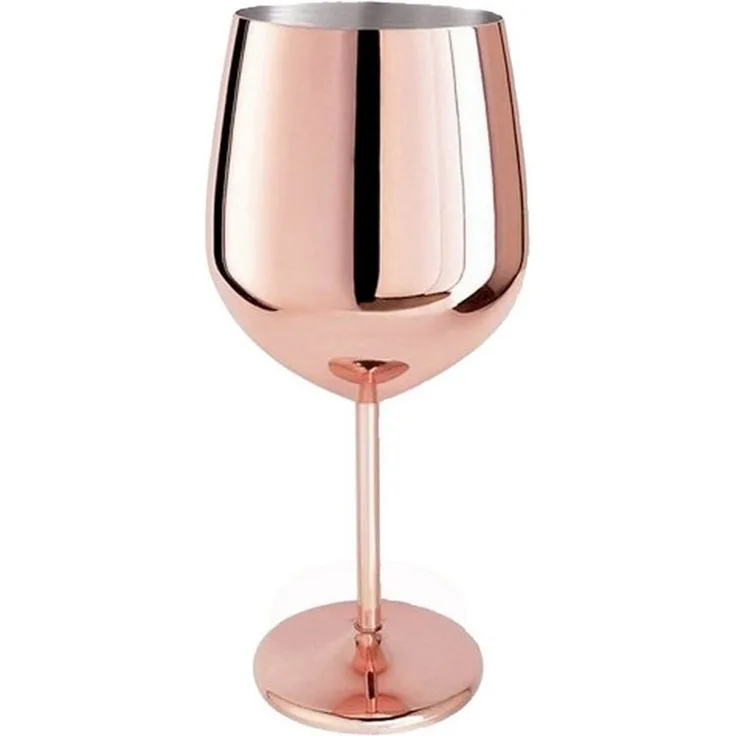 HAC24 Weinglas Weinbecher Weinkelch Rotweinglas Weißweinglas, 1-tlg, Edelstahl, Kupferfarben 400 ml