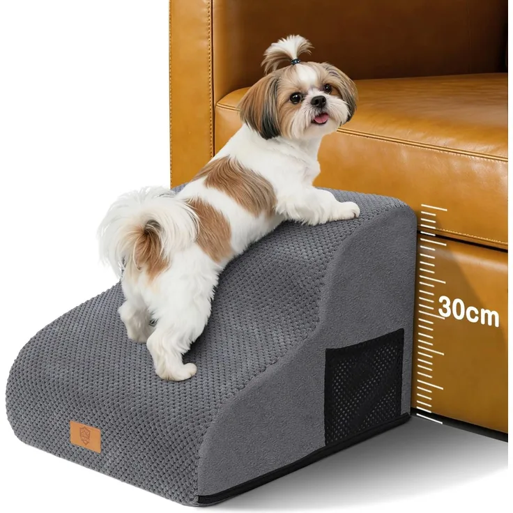 Zvonema wasserdichte Hundetreppe 2 Stufen,Waschbar Leiter Hundetreppe für Kleine Hunde und Katzen, Abnehmbare Haustiertreppe Tragbar Katzentreppe für Sofa Bett, Senden 1 Fusselrolle