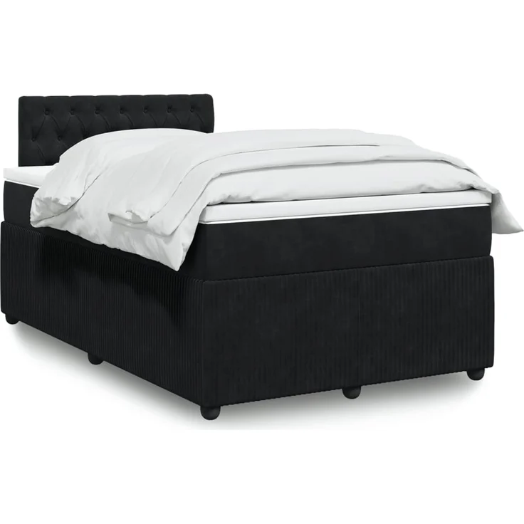 vidaXL Boxspringbett mit Matratze Schwarz 120x200 cm Samt 3287718 – Bild 1