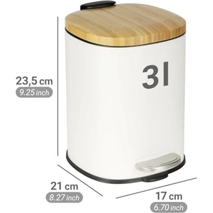 WENKO FIANEMA Kosmetikeimer 3 Liter, Weiß/Braun – Bild 5