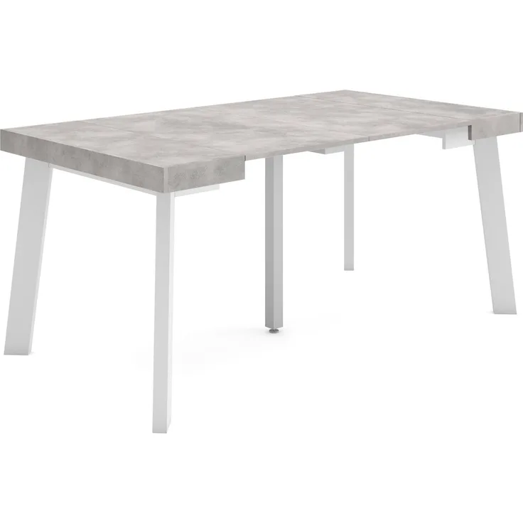 Skraut Home | Ausziehbarertisch | Multifunktionaler ausziehbarer | 160 | Für 8 Gäste | Hölzerne Beine | Moderner Stil | Zement