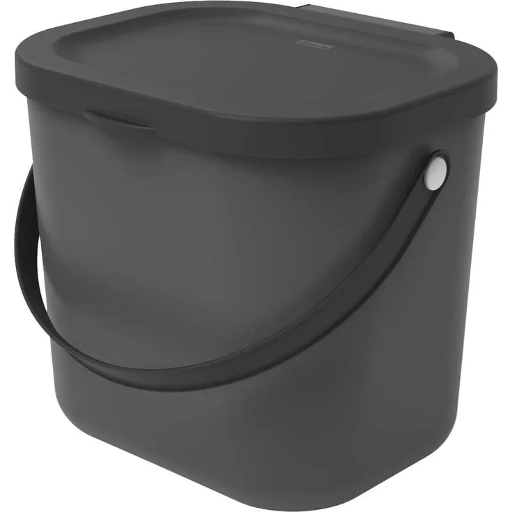 Rotho 'Albula' Biomülleimer mit Deckel, Kunststoff (BPA-frei), 6 Liter, Grau