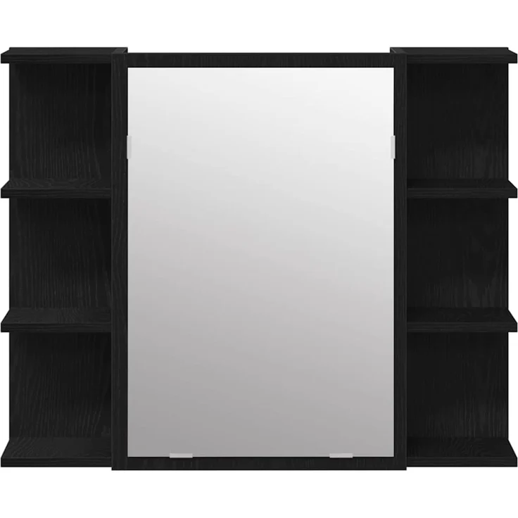 vidaXL Badezimmermöbel-Set mit Regal 4 pcs Schwarz 30 x 30 x 179,5 cm 3333047 – Bild 8