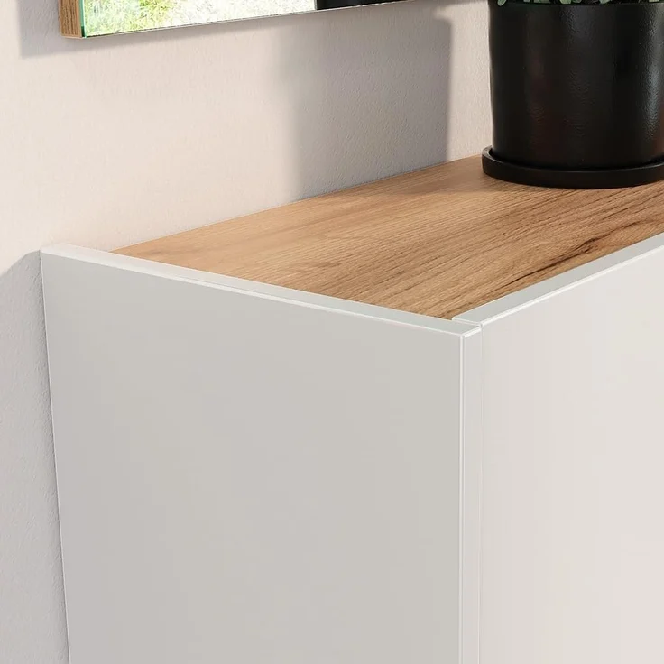 Lomadox Schuhschrank LAPUA-01 Schuhkommode Flurschrank, weiß mit Eiche, grifflos – Bild 6