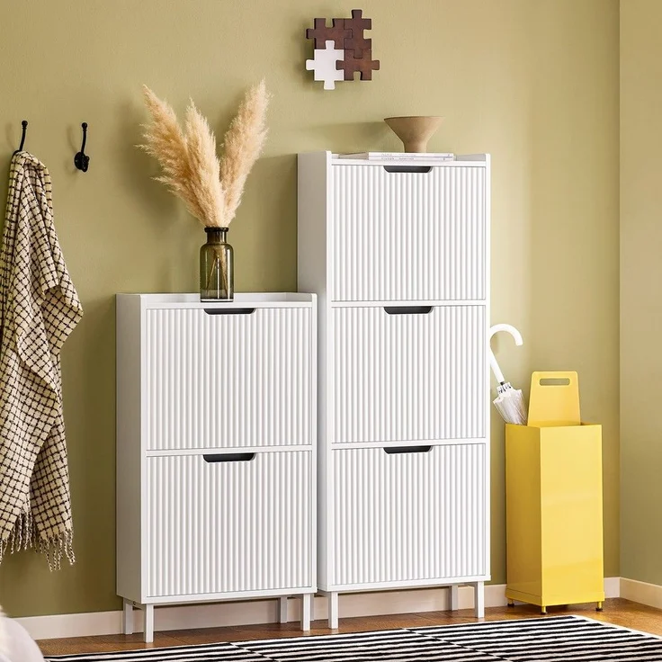 SoBuy FSR177-W Schuhschrank, MDF, Lackiert, Weiß, 50 x 90 x 19 cm – Bild 8