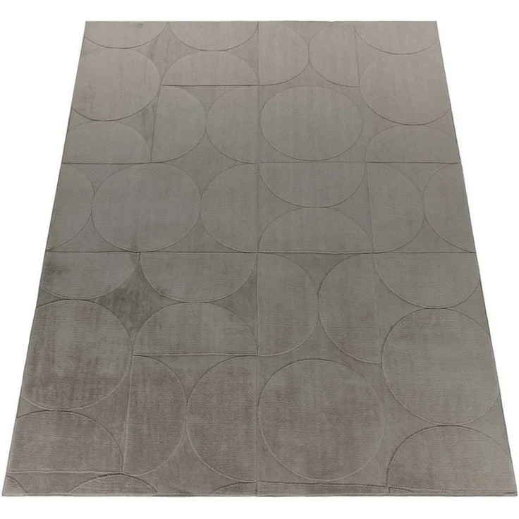 TaraCarpet Teppich Taipe-Rotatoria Hasenfell extra weich Hoch-Tief-Struktur, rechteckig, Höhe: 13 mm, Hasenfell Kreise grau Wohnzimmer Schlafzimmer Esszimmer 60X110 – Bild 3