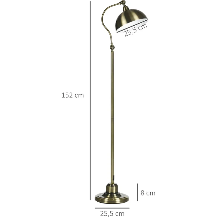JARDJ Stehleuchte im Vintage-Design, verstellbarer Winkel, Messing-Look, 42 x 25,5 x 152 cm, Bronze – Bild 5