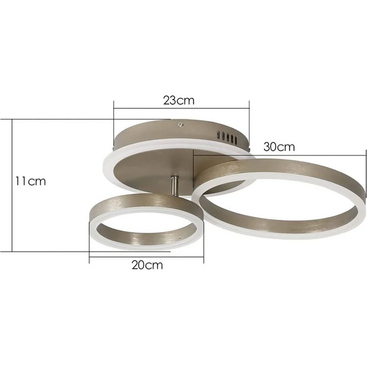 Nettlife LED Deckenleuchte Gold 3 Ringe Wohnzimmer Dimmbar 46W mit Fernbedienung 50CM, Dimmbar, LED fest integriert, Wohnzimmer Schlafzimmer Küche Esszimmer Büro – Bild 3
