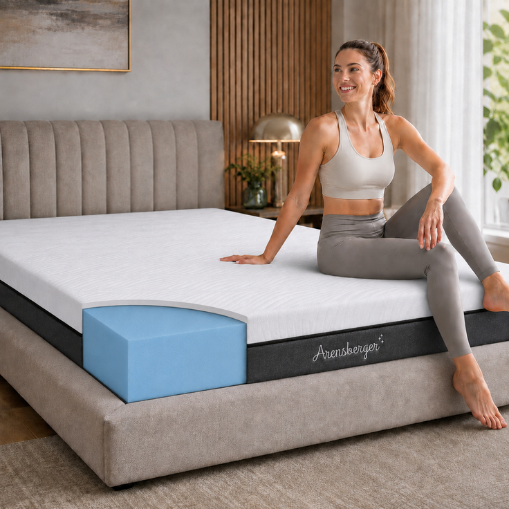 ARENSBERGER SARA Gelschaum Matratze 160x200 cm – 16 cm NANOCELL® Gel-Schaum – H3 Härtegrad – Atmungsaktiv – Abnehmbarer Bezug 240g/m²