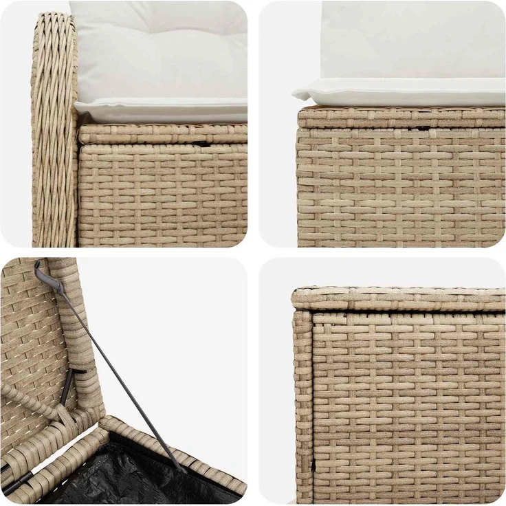 vidaXL Sofa Set 7 stk. Beige und Cremeweiß Polyrattan und Stahl 3448708 – Bild 6