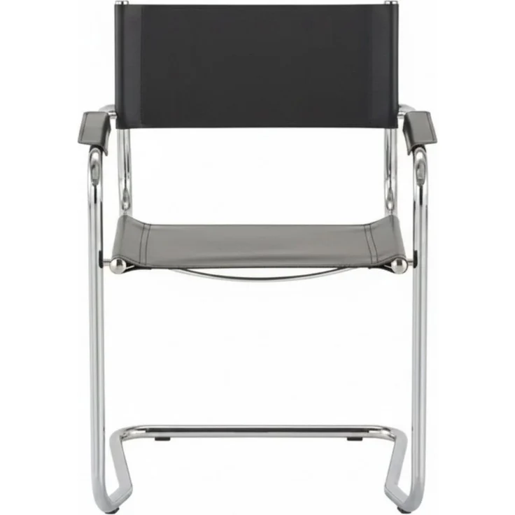 k-hometrends Freischwinger KADA, 2er-Set, aus Recyceltem Leder in schwarz und Rundrohrgestell (2er-Set), Designstühle, B/H/T: 58 x 82 x 60 cm - Made in Italy – Bild 3