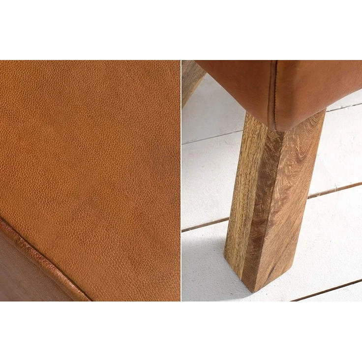riess-ambiente Sitzbank TURNBOCK 134cm hellbraun, mit Echtleder-Bezug – Bild 7