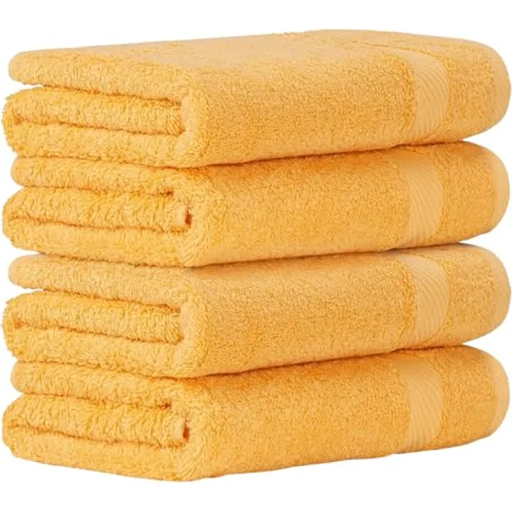Luckytowel Handtücher Set 50x100 cm, Oeko-TEX zertifiziert, 100% Baumwolle mit 600 g/m², flauschig & saugstark, 4er Pack Gelb