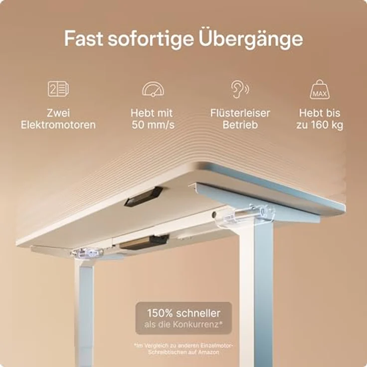 Höhenverstellbarer Schreibtisch - Höhenverstellbar Elektrisch mit Flüsterleisem Dual-Motor & Touchscreen - Hohe Tragfähigkeit - Stehtisch von Desktronic, Weiß + Weiß, 160x80 cm – Bild 4