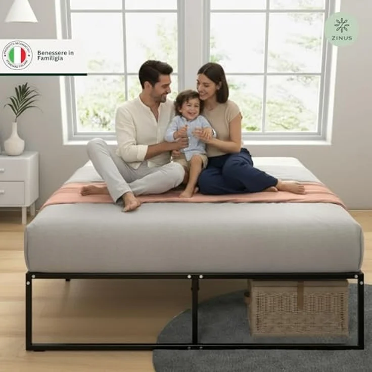 Zinus Lorelai Bett 160x190 cm – Bettgestell 36 cm hoch mit Stauraum unter dem Bett – Plattformbett aus Metall – Schwarz – Bild 3