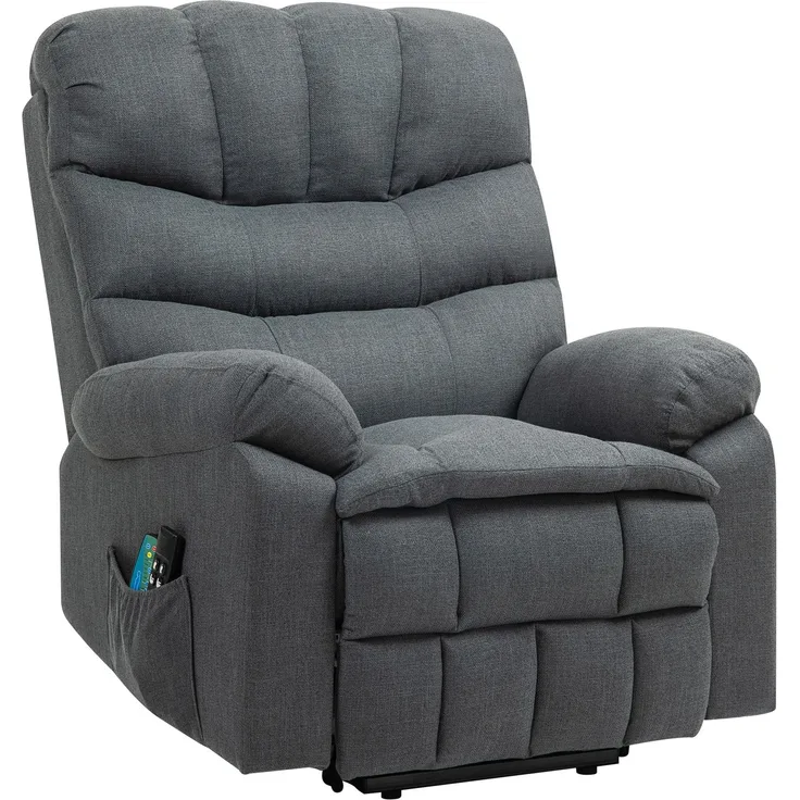 Wohnora-Aufstehsessel, elektrischer Liegesessel mit Massagefunktion, Polstersessel mit Aufstehfunktion, Metall, Stoff, Grau,H 1120cm x T 1000cm x B 930cm,Dunkelgrau