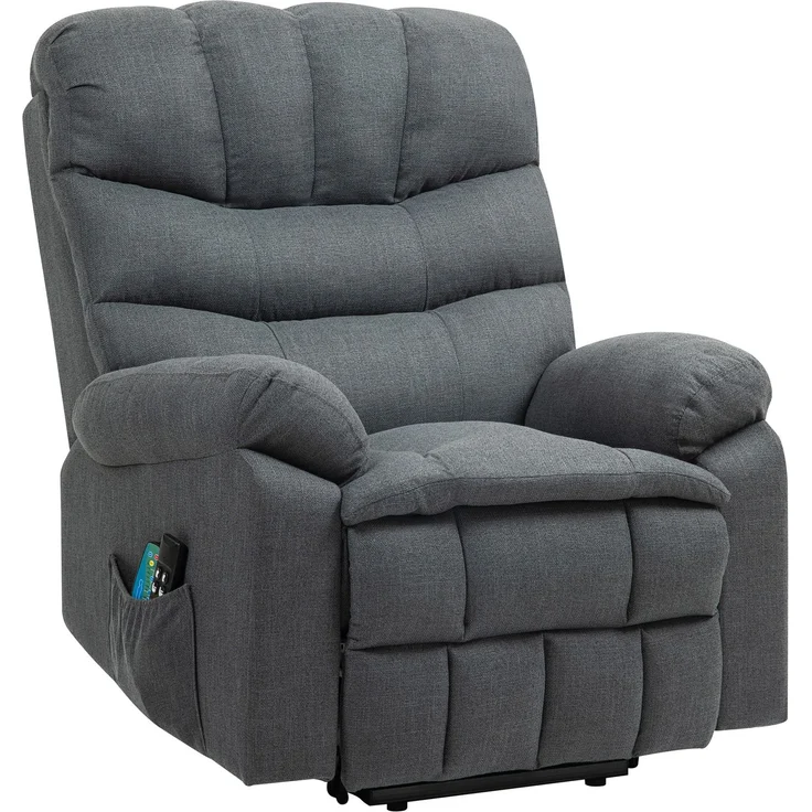 Wohnora-Aufstehsessel, elektrischer Liegesessel mit Massagefunktion, Polstersessel mit Aufstehfunktion, Metall, Stoff, Grau,H 1120cm x T 1000cm x B 930cm,Dunkelgrau – Bild 1