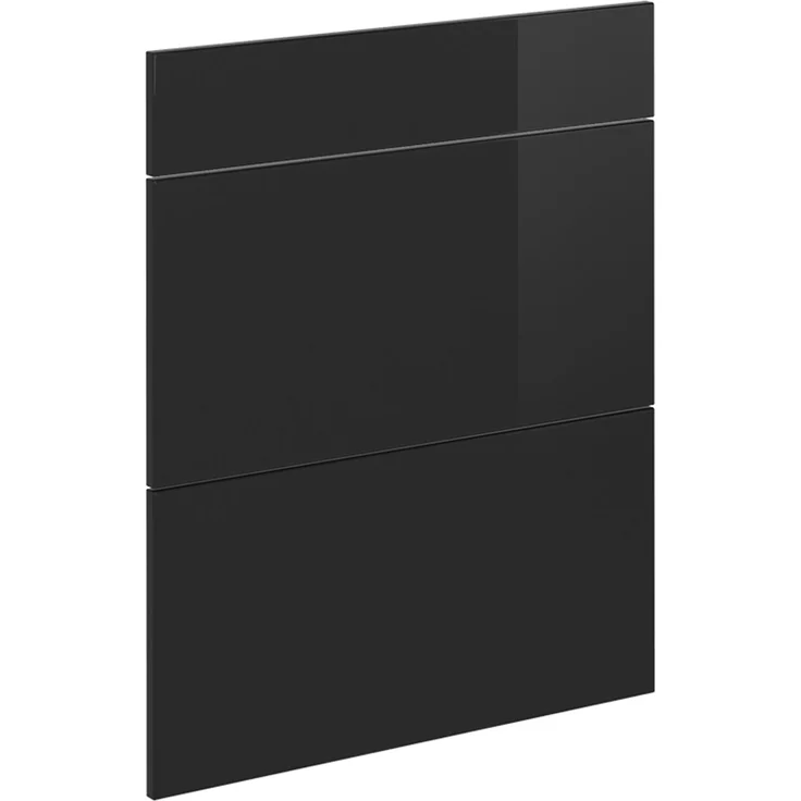 Küchenfront R-Line Schwarz Hochglanz 59.6 x 71.3 cm Möbelfront für den Schubladenunterschrank Vicco – Bild 1