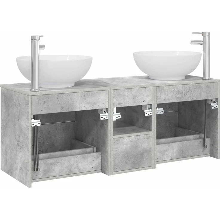 vidaXL Badezimmerschrank-Set 3 stk. Betongrau 129 x 44,5 x 80 cm 3405902 – Bild 8