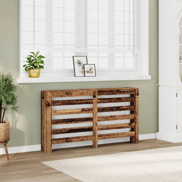 vidaXL Heizkörperverkleidung Altholz-Optik 149x20x82 cm Holzwerkstoff 852706 – Bild 1