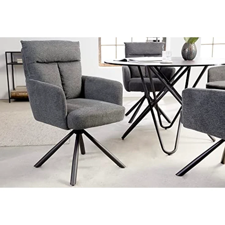 riess-ambiente Polsterstuhl BIG GEORGE grau / schwarz (Einzelartikel, 1 St), Esszimmer · 360° drehbar · mit Armlehne · Retro – Bild 5