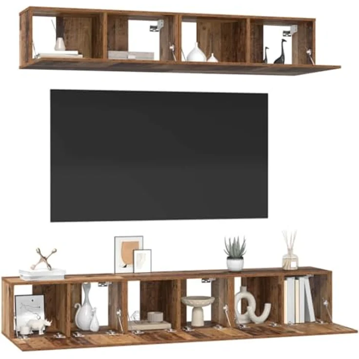 vidaXL TV-Schrankset Wandmontiert 5 pcs Altholz Holzwerkstoff 3393405 – Bild 2