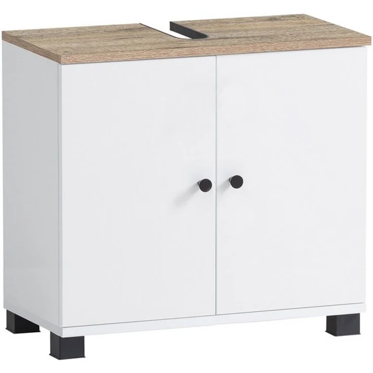 Schildmeyer Balto Waschbeckenunterschrank 157427, kreideweiß/Wildeiche, 59,8 x 32,6 x 62,4 cm – Bild 4